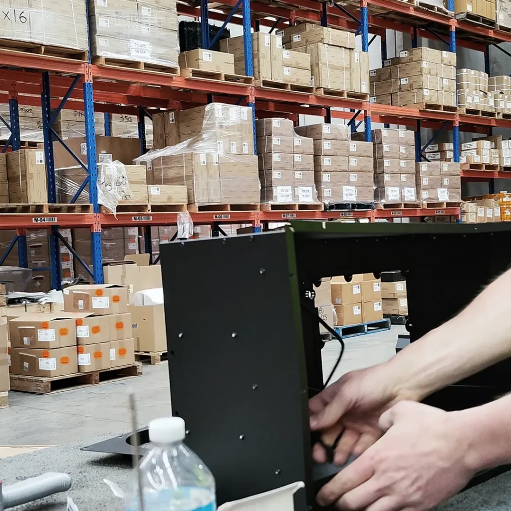 Production staff working with warehouse as background in Dandenong South HQ